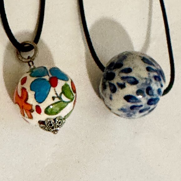 Boho BUNDLE (3) Ceramic Beads Pendants Chocker Necklaces Minimalist Boho Gipsy - Picture 11 of 15
